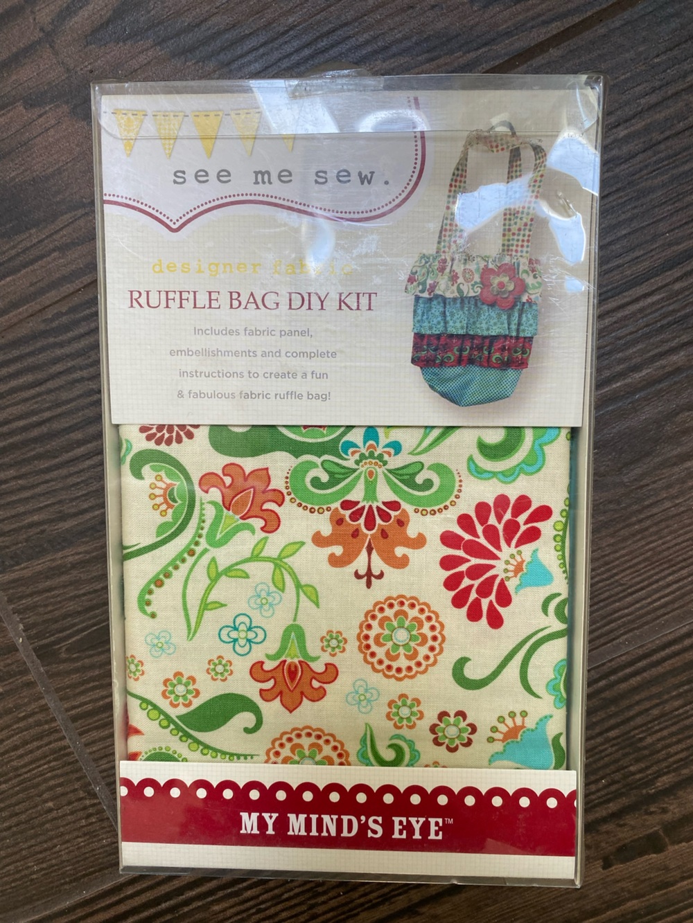See Me Sew Ruffle Bag DIY Kit —by My Mind’s Eye NWT